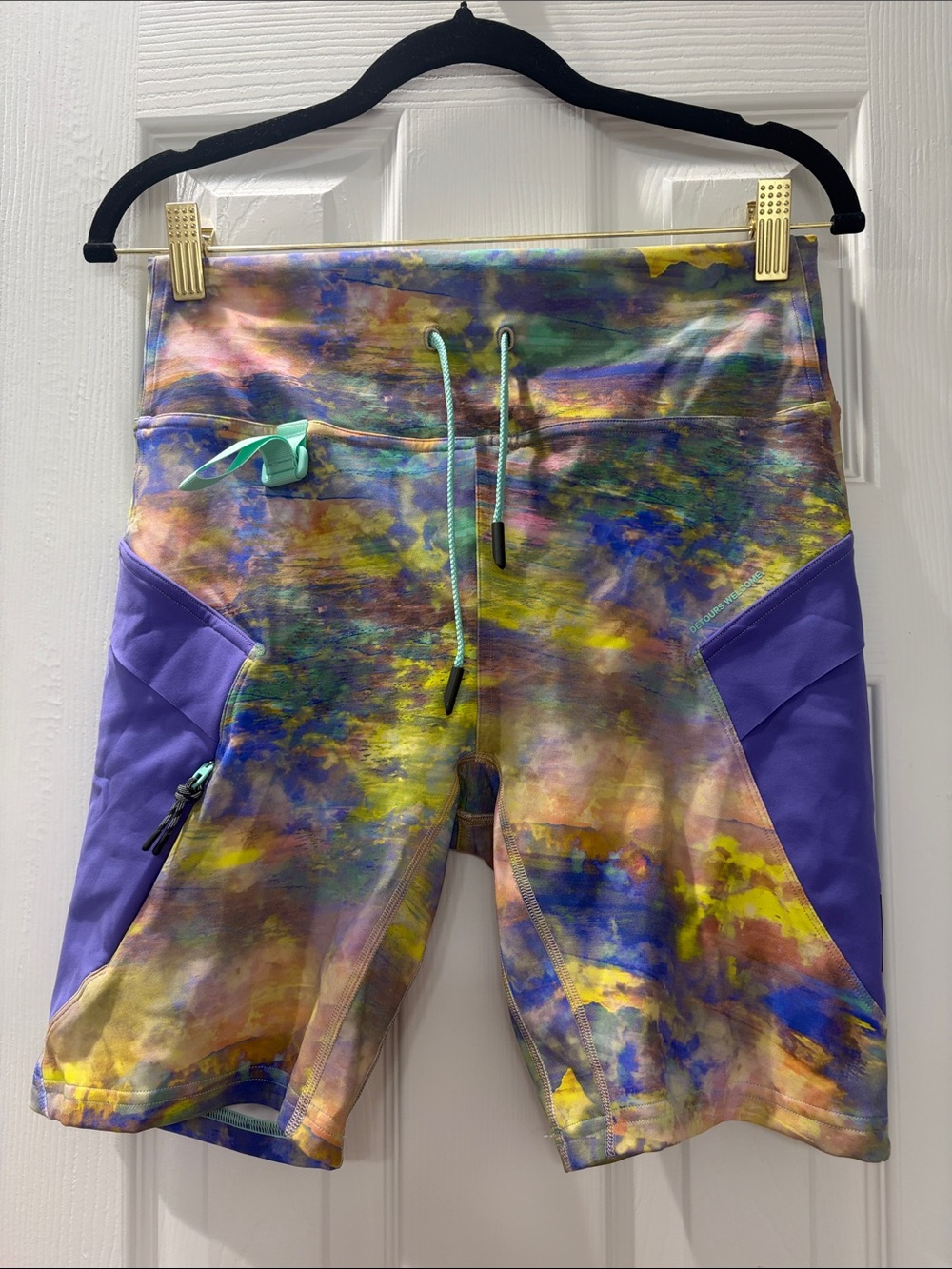 lululemon athletica Multicolor Watercolor Print Hike Shorts with Mint Drawcord